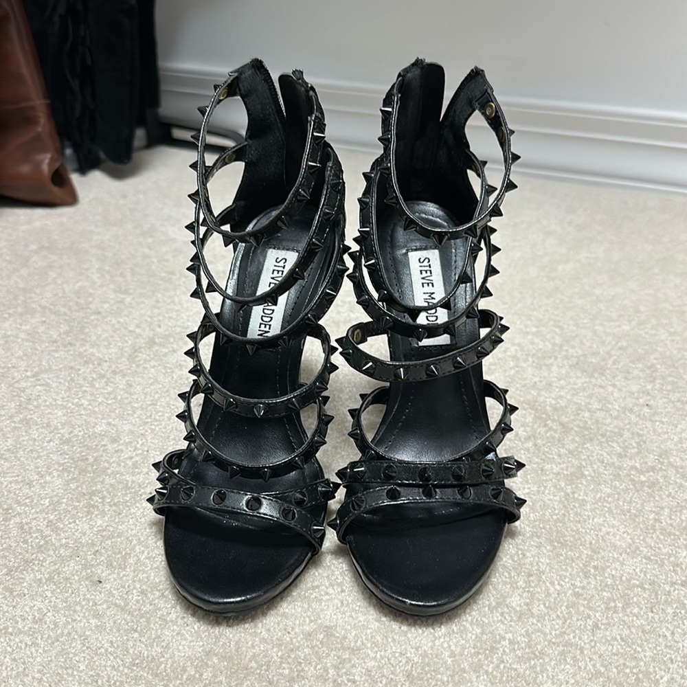 Strappy studded heels